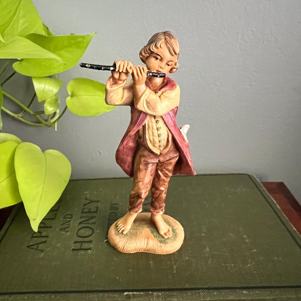 Vintage 1983 Fontanini Flute Player Italy 117 Figurine 5in Christmas Display